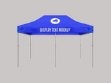 4.5m x 3m branded gazebo with custom printed blue roof canopy and open aluminium frame