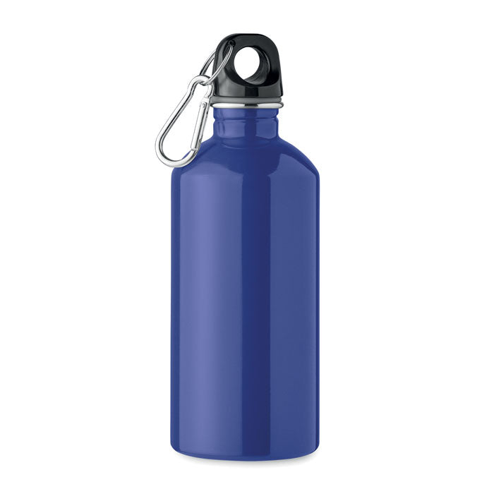 Blue sustainable stainless steel water bottle with carabiner