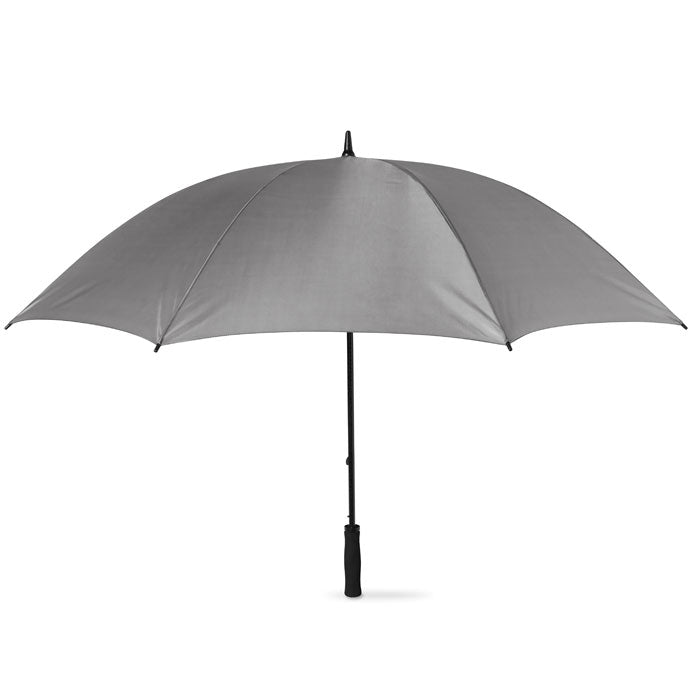 Grey 30-inch corporate golf umbrella open with plain canopy