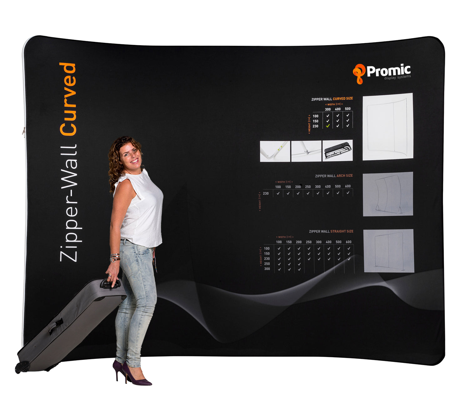 High-quality printed graphics on lightweight curved pop up display
