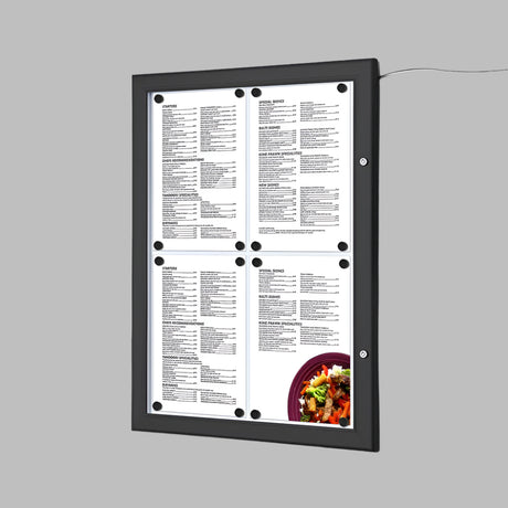 LED Outdoor Menu Case Black Portrait