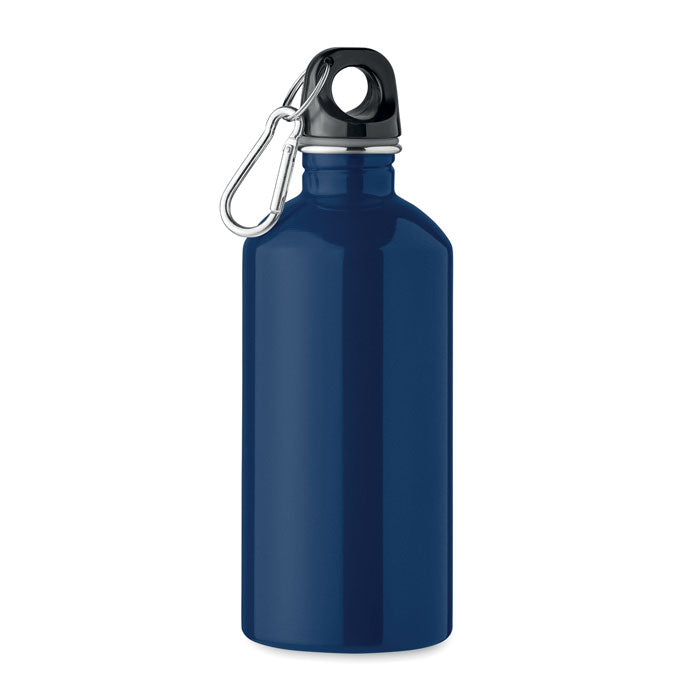 Navy recycled stainless steel water bottle with branding