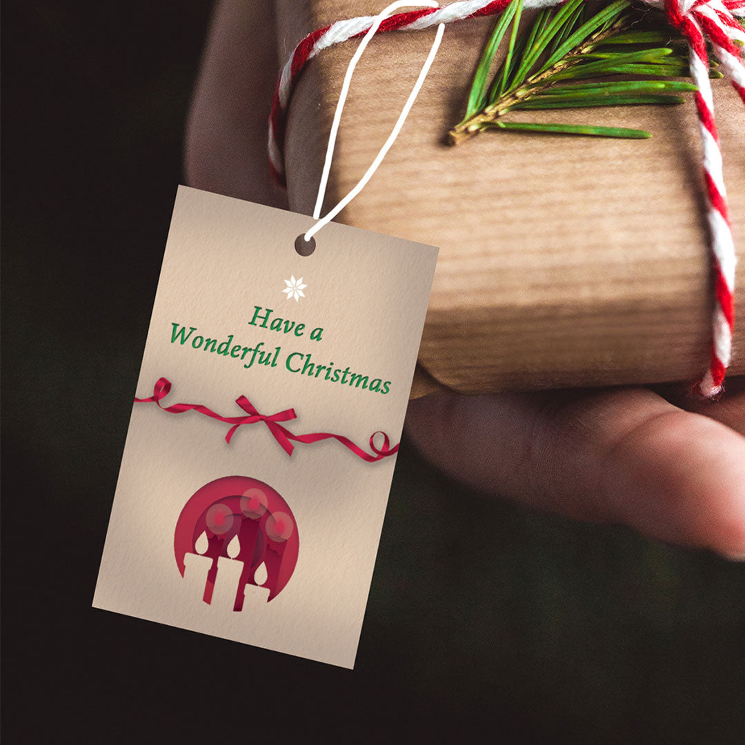 Personalised Christmas gift tags with festive design and custom branding