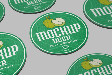 Personalised beermats 107mm round printed both sides on compostable pulp board
