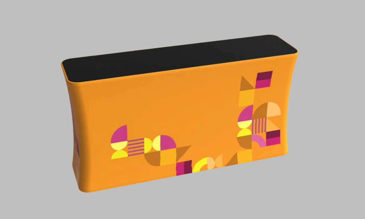 Portable display counter with branded fabric wrap