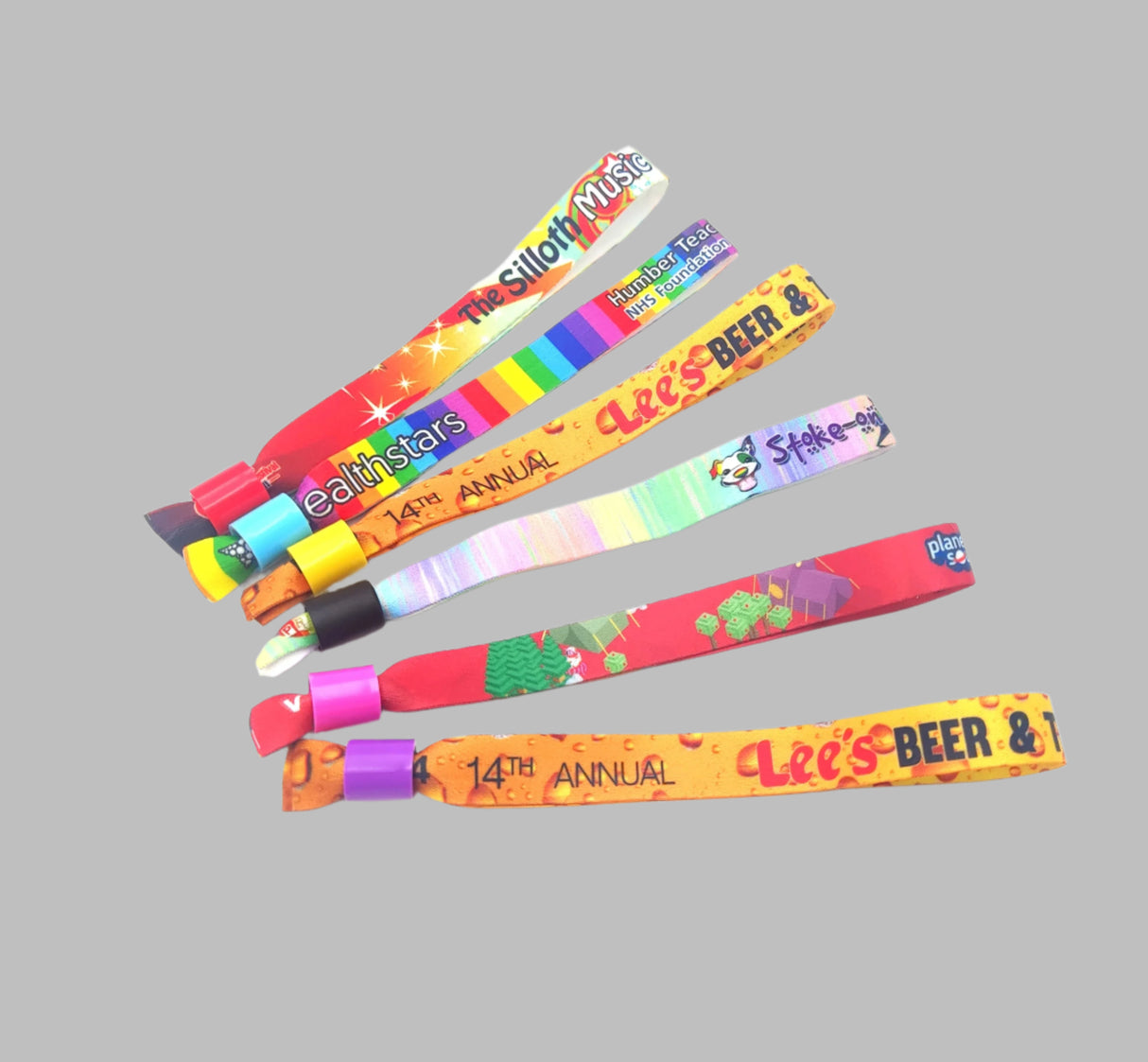Printed Fabric Wristbands with Custom Name and Logo