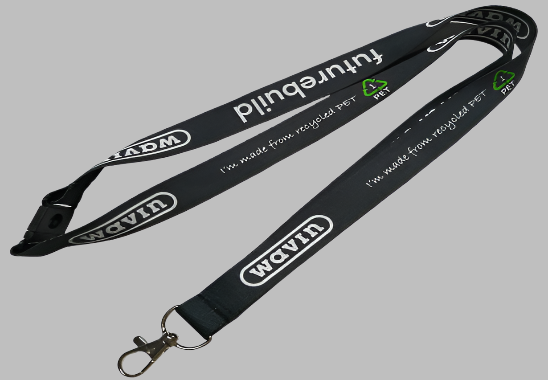 Printed Lanyard with sublimation print edge-to-edge on both sides of the custom made lanyard