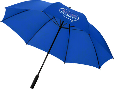 Promotional umbrella with business logo in Dublin setting