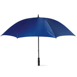 Royal blue 30-inch golf umbrella with open canopy and straight black handle