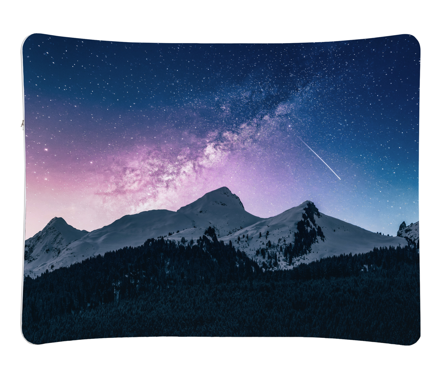 Trade show booth setup with premium curved display stand backdrop