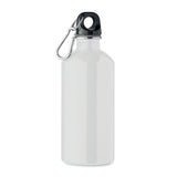White recycled stainless steel 500ml water bottle with logo
