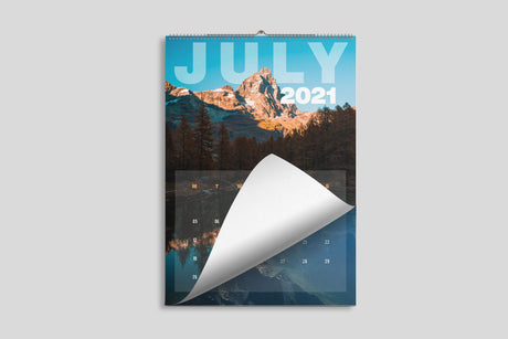 a size short edge wall calendar